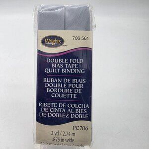 Wrights Double Fold Bias Tape Quilt Binding 3 Yards .875" Wide Gray/Blue
